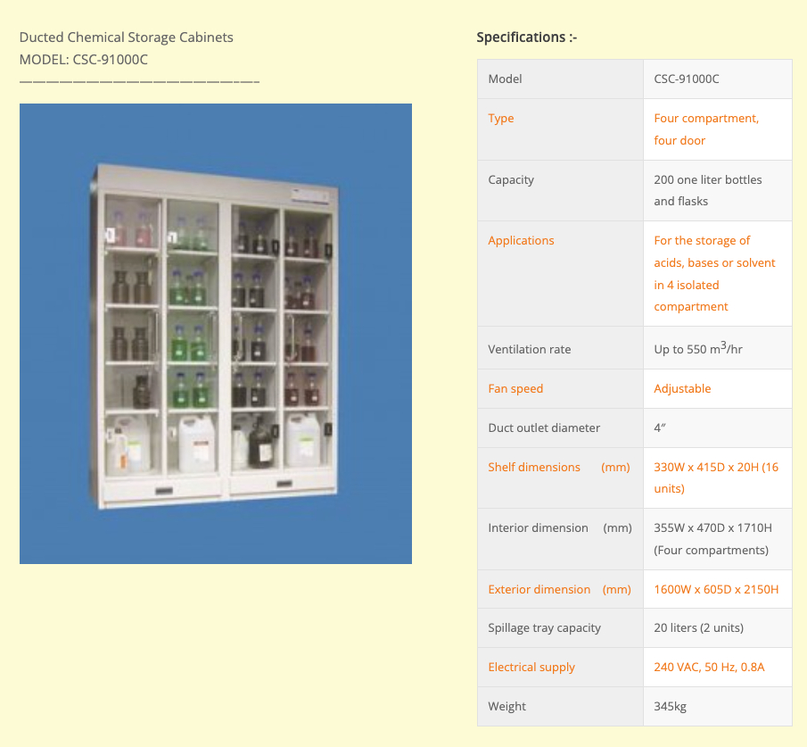Ducted Chemical Storage Cabinet - 4 Compartment - Image 2