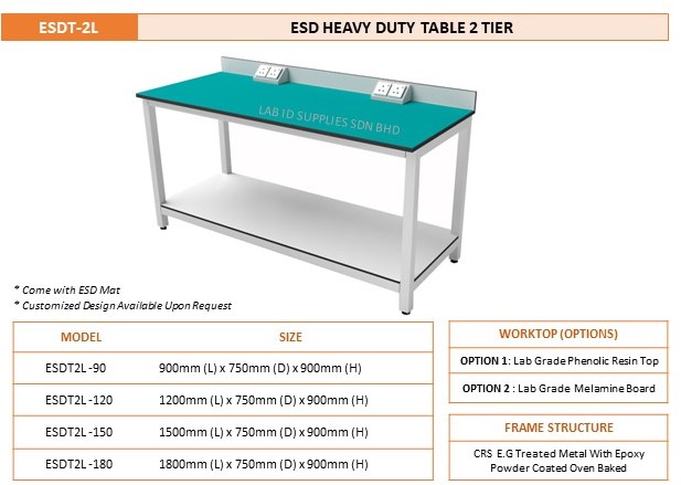 ESD Heavy Duty Table 2 Tier - Image 2