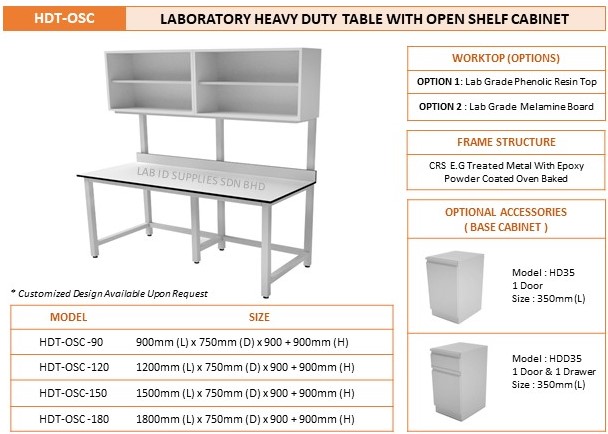 Laboratory Heavy Duty Table with Open Shelf Cabinet - Image 2