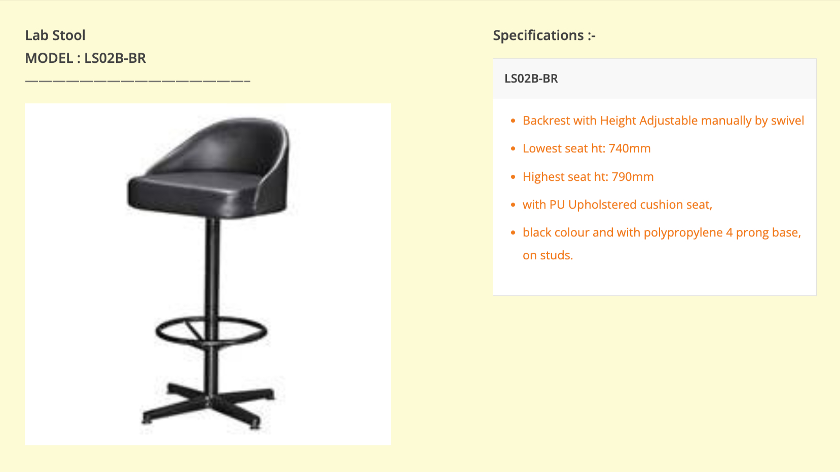Lab Stool - LS02B-BR - Image 2